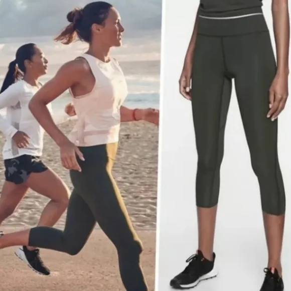 Athleta Sonic Reflective Capri Size XS Green Legging Crop Pant Style 291694. - Picture 3 of 10